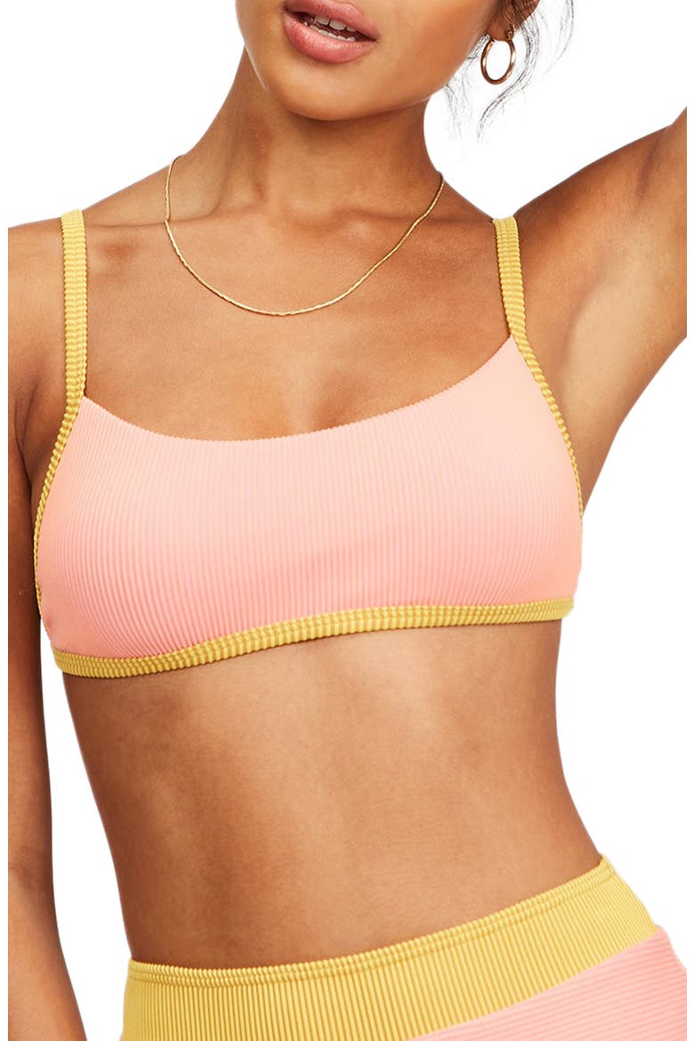 Hi Life Billie Ribbed Bralette Bikini Top, Main, color, SUNBURST
