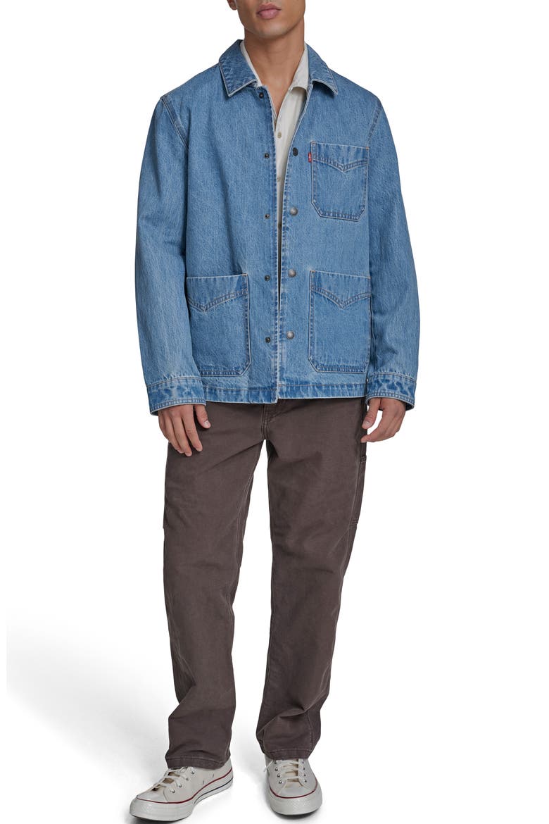 Cotton Denim Chore Coat, Alternate, color, LIGHT WASH DENIM