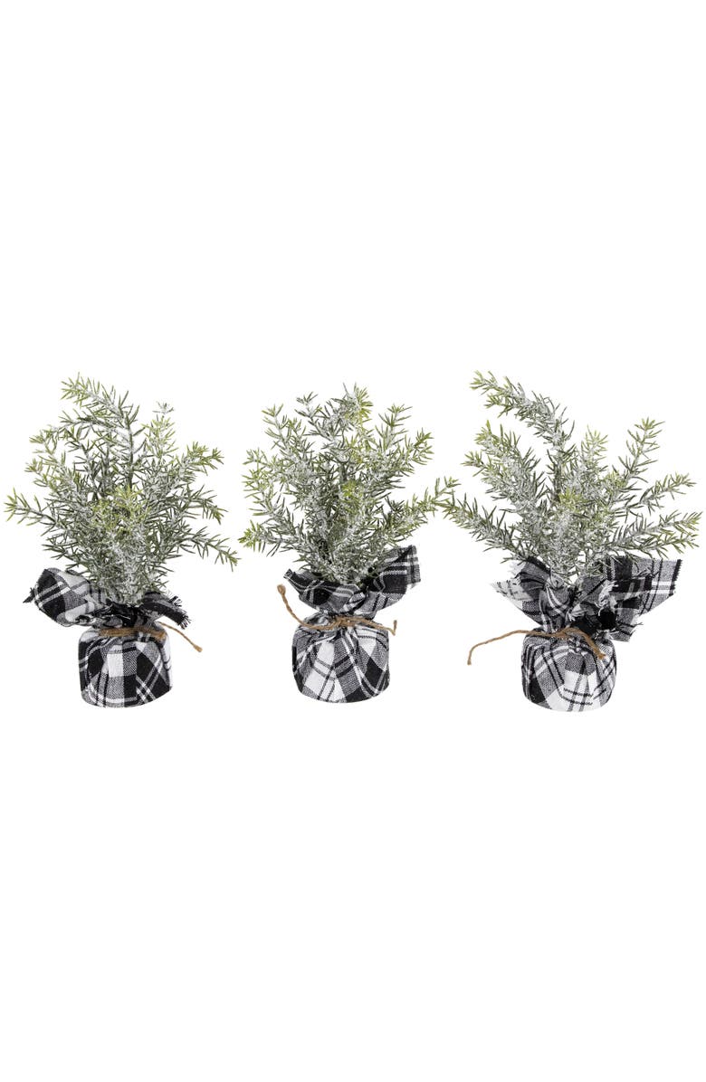 Northlight Mini Frosted Pine Artificial Christmas Trees - 9" - Set of 3, Main, color, Green