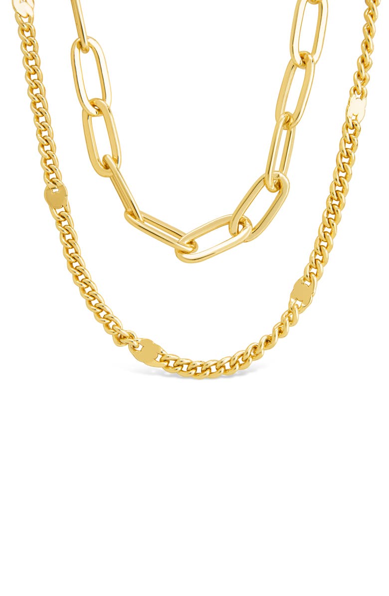 Sterling Forever Evelina Layered Chain Necklace, Main, color, Gold