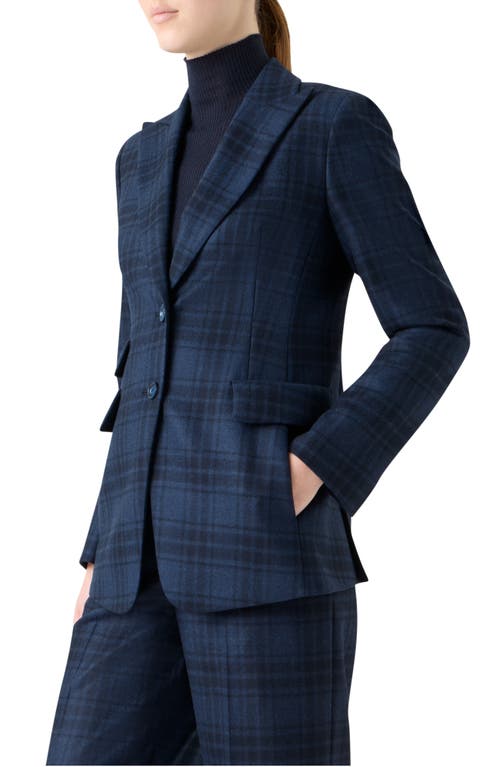 Akris Percival Check Wool Double-face Single-breasted Jacket In Blue
