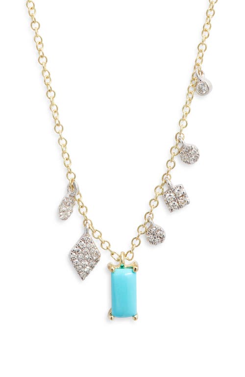 Meira T Turquoise & Diamond Necklace In Yellow