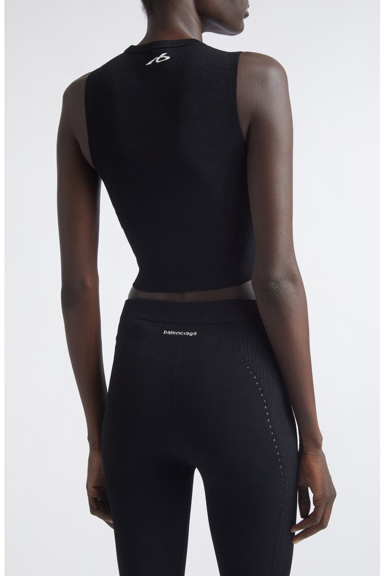 Sporty Athletic Crop Sleeveless Sweater, Alternate, color, 1000 BLACK