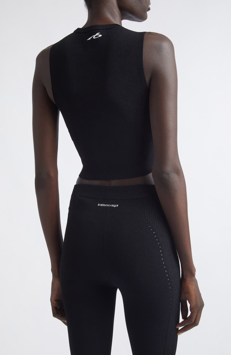 Balenciaga Sporty Athletic Crop Sleeveless Sweater, Alternate, color, 1000 Black