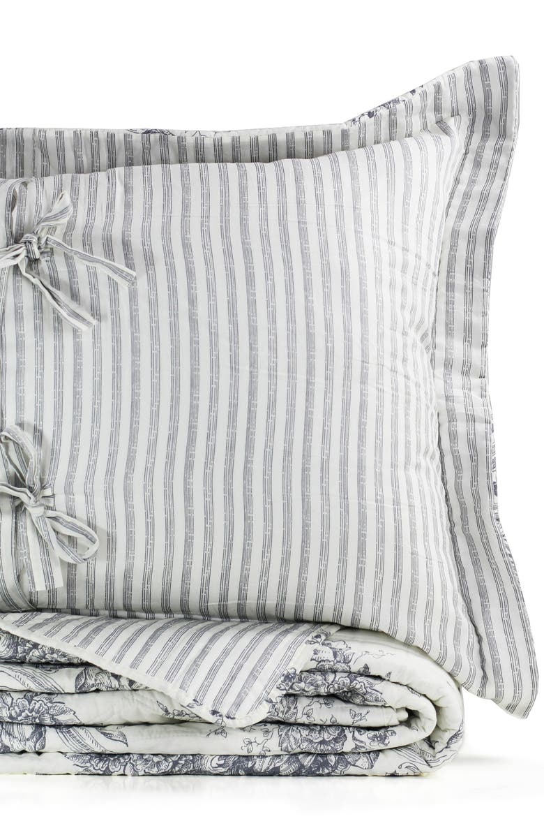 MELANGE HOME Toile Reversible Cotton Quilt Set, Alternate, color, Grey