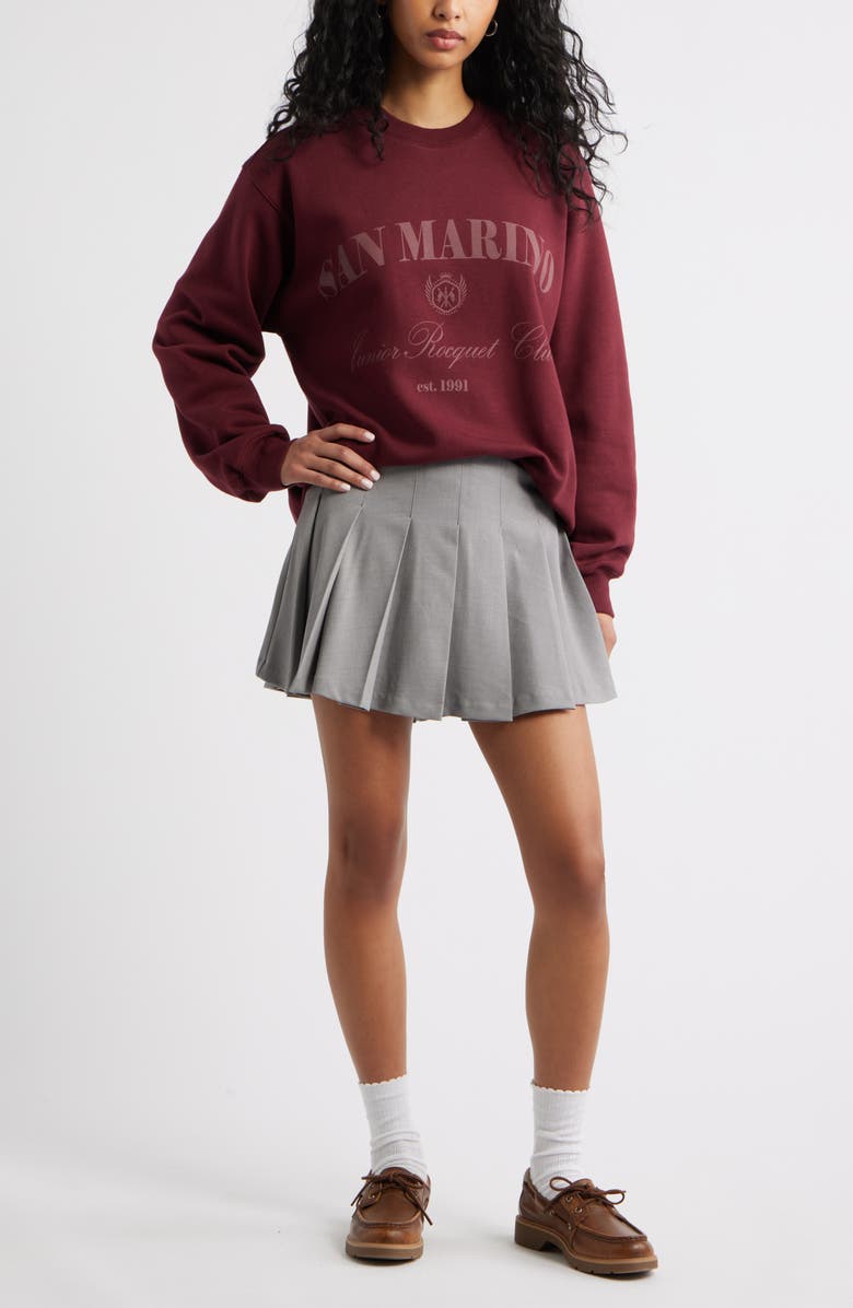 BP. Oversize Crewneck Graphic Sweatshirt, Alternate, color, Burgundy San Marino