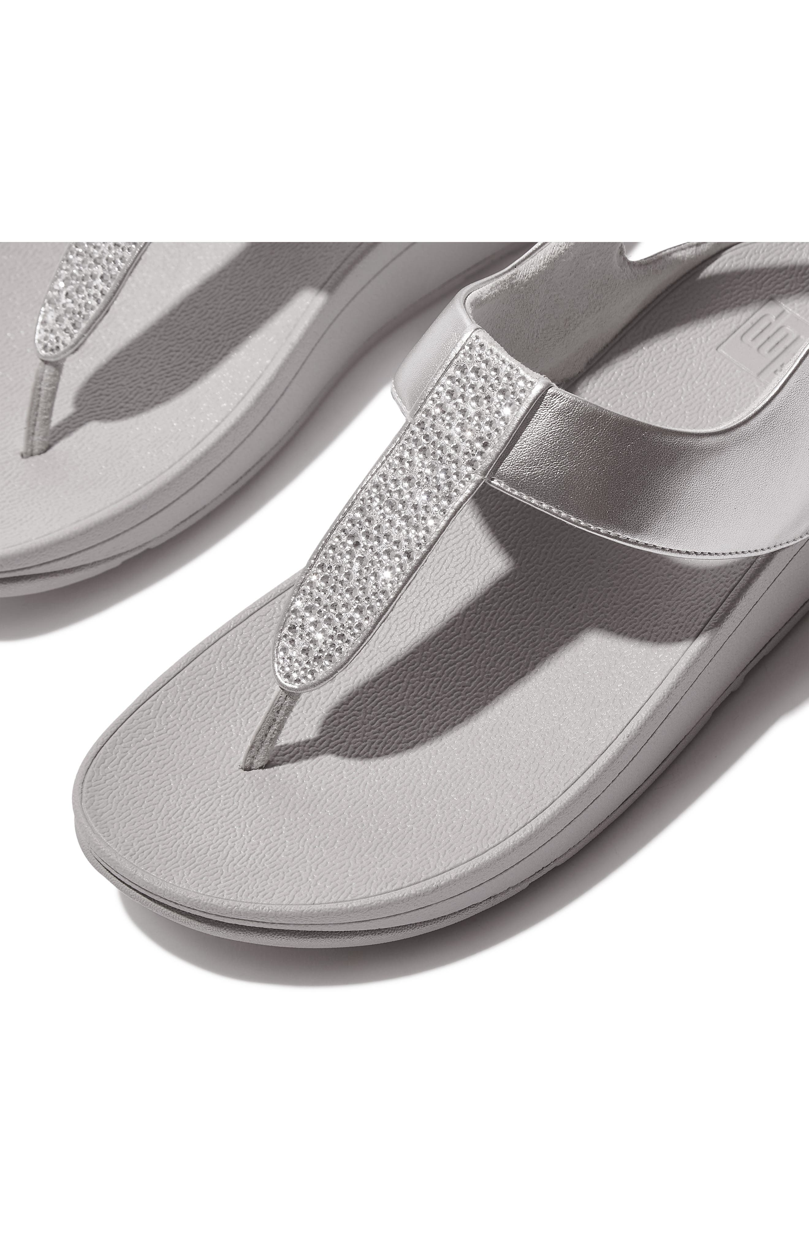 FitFlop Fino Crystal T-Strap Sandal, Alternate, color, Silver