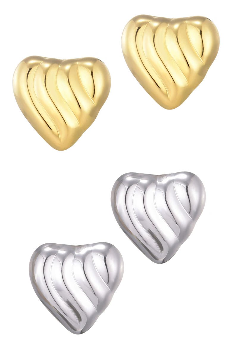 Statement Heart Stud Earrings, Main, color, SILVER/ GOLD