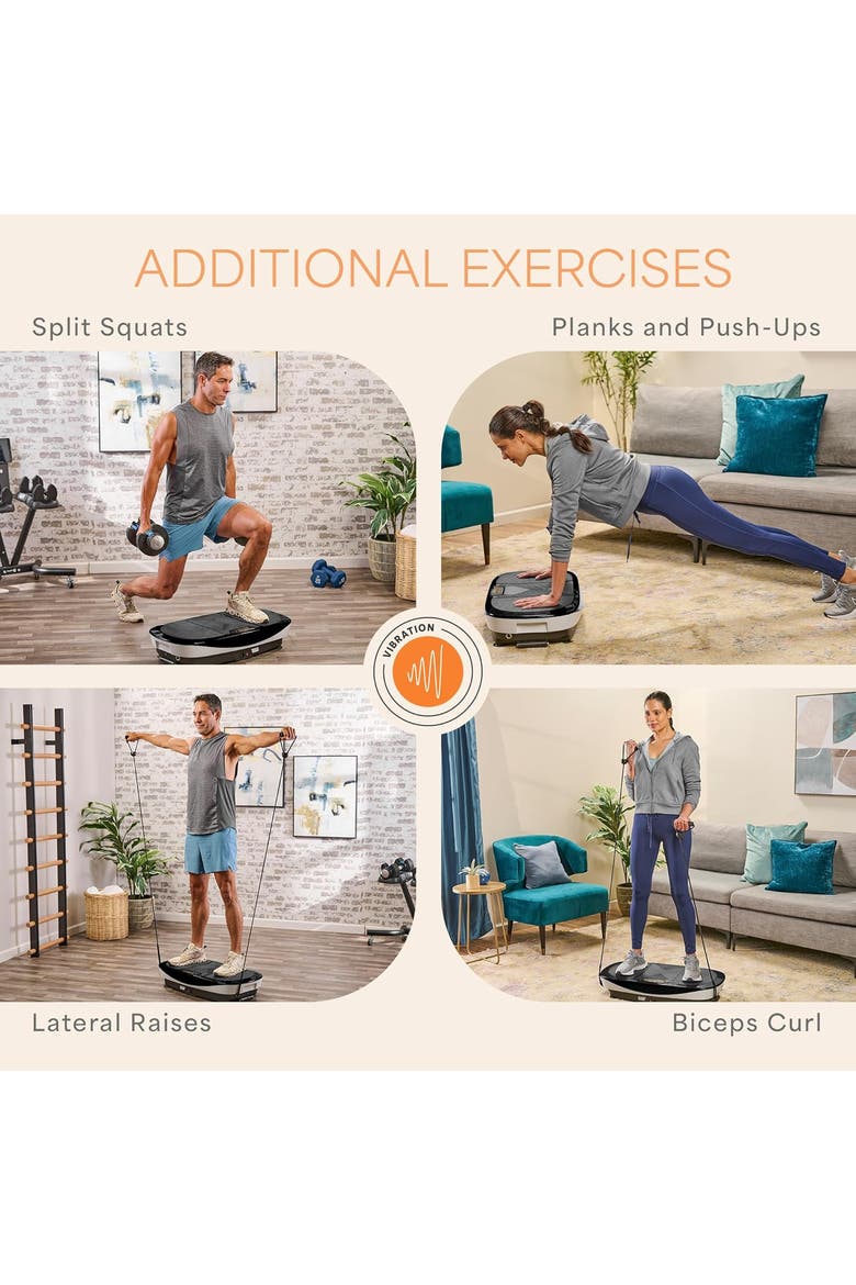 Rumblex Max 4D Vibration Plate Exercise Machine with Bands for Home Fitness and Recovery, Alternate, color, Black