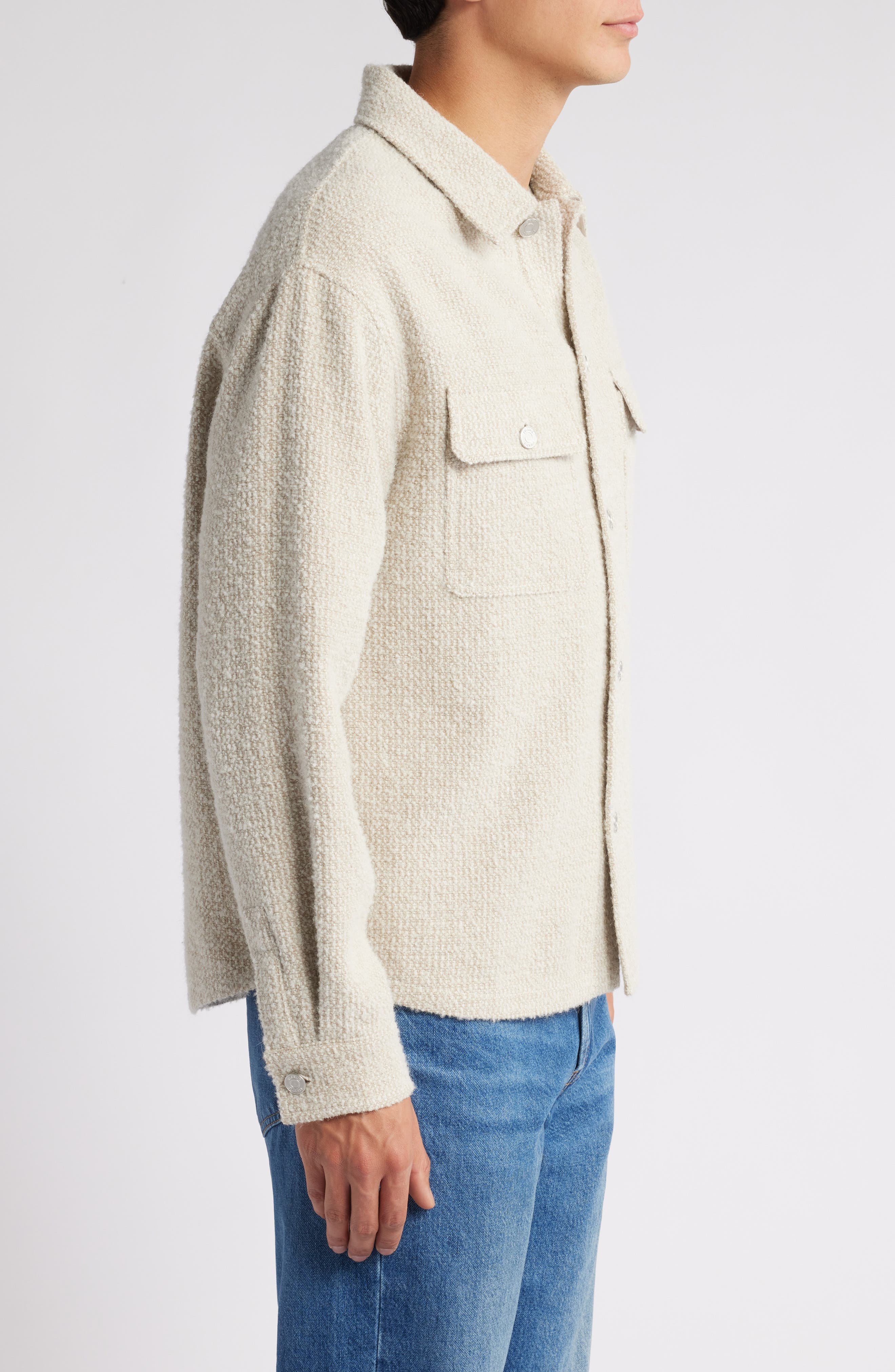 FRAME Linen & Wool Tweed Overshirt (Men) | Nordstromrack