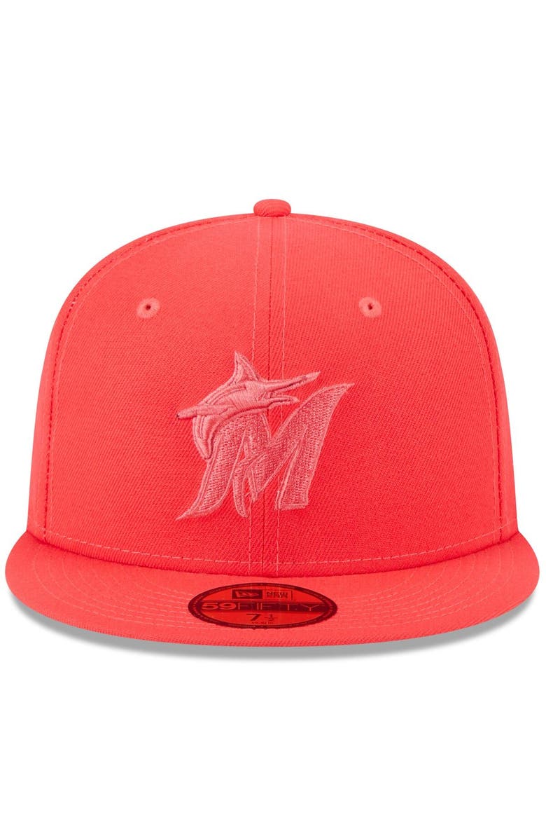 New Era Men's New Era Red Miami Marlins 2023 Spring Color Basic 59FIFTY Fitted Hat, Alternate, color,