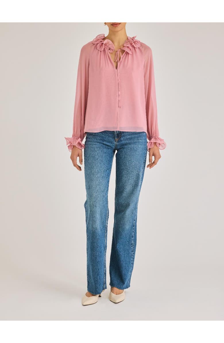 Rebecca Taylor Sarita Long-Sleeve Top, Main, color, Foxglove