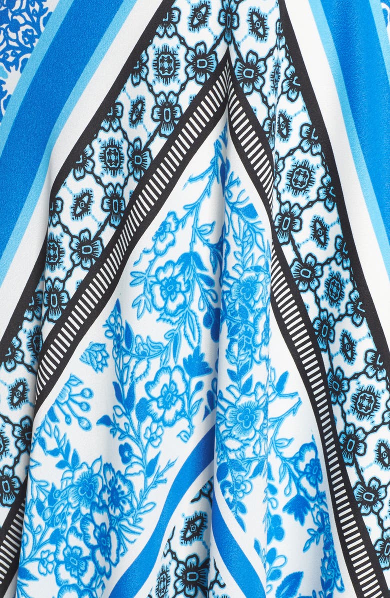 Eliza J Scarf Print Halter Crêpe de Chine Maxi Dress, Alternate, color, 