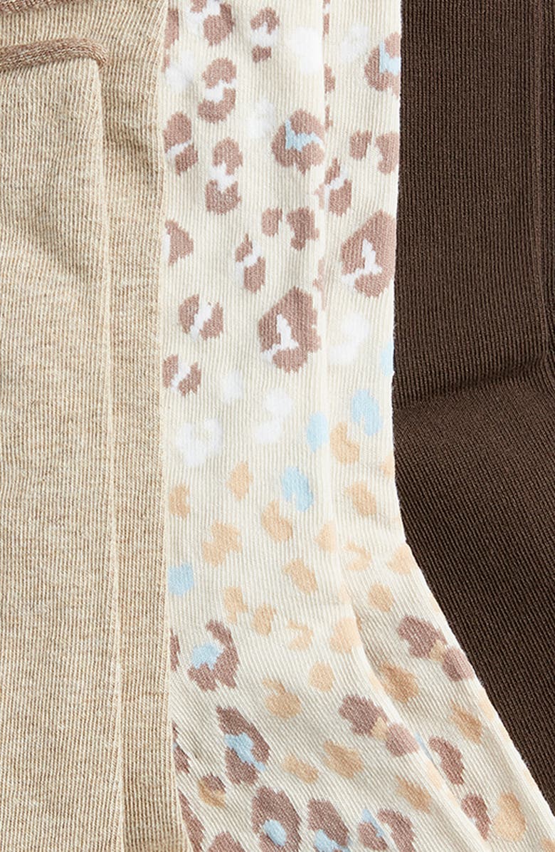 Hue Jeans 3-Pack Socks, Alternate, color, Cream Animal