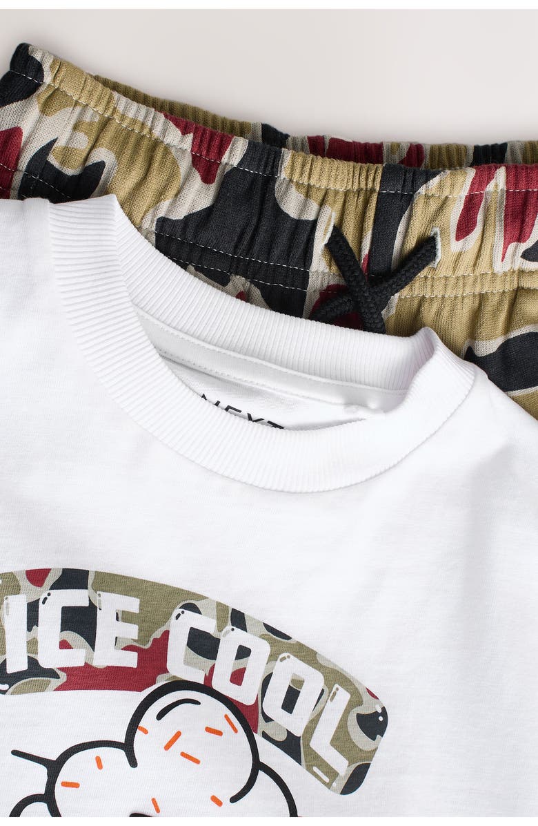 NEXT Kids' Ice Cool Graphic T-Shirt & Camo Shorts, Alternate, color, White