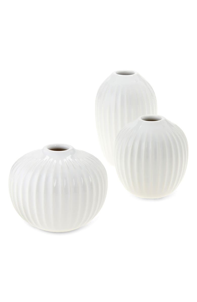 Kahler Hammershøi Set of 3 Mini Vases, Main, color, White