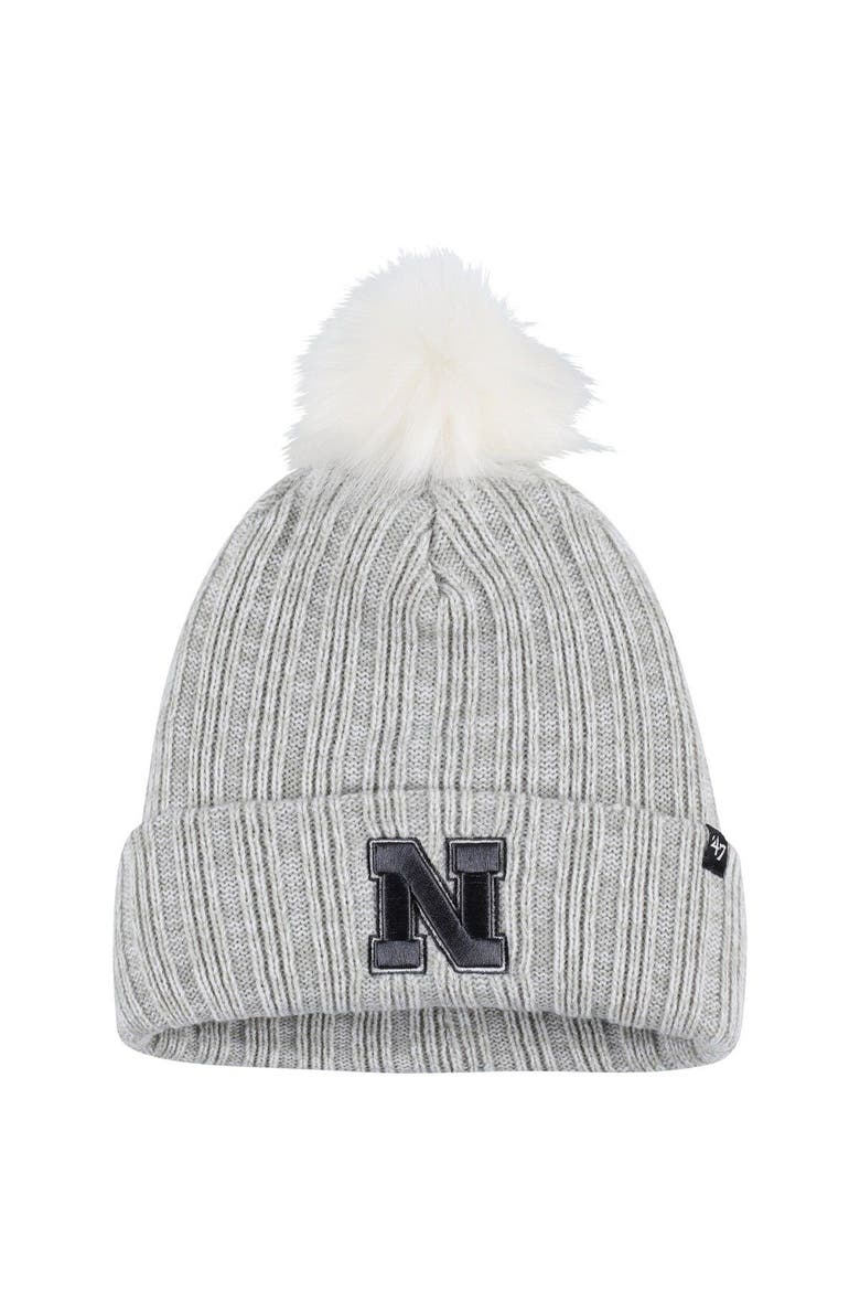 Women's '47 Gray Nebraska Huskers Koda Cuffed Knit Hat with Pom, Main, color, Gray