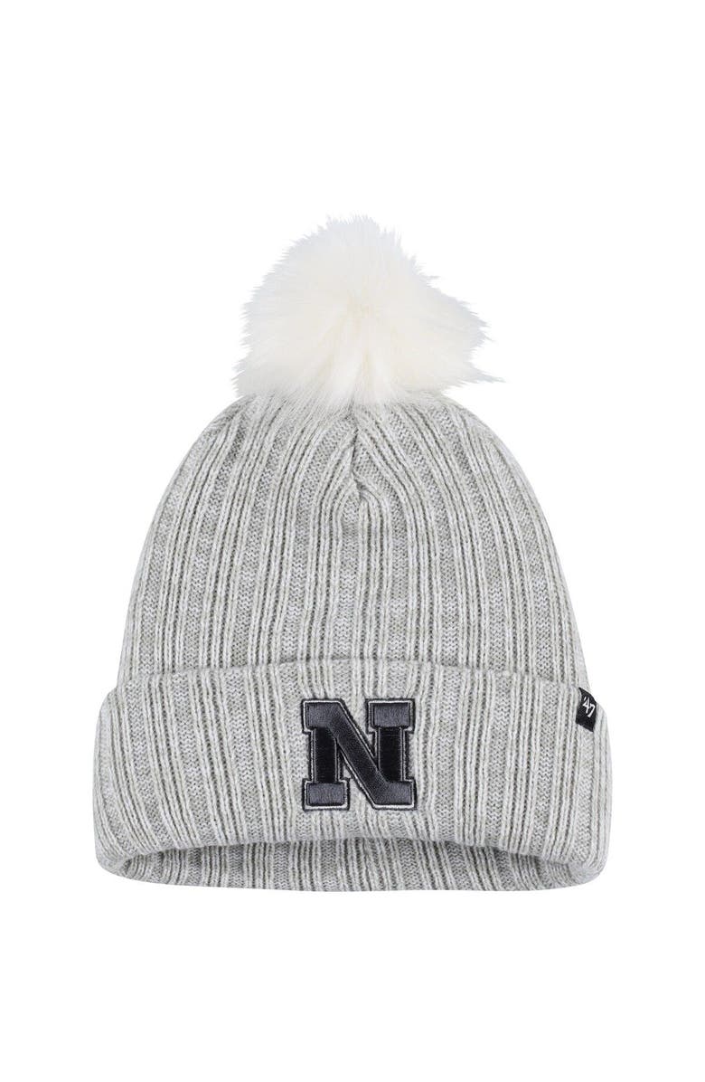 '47 Women's '47 Gray Nebraska Huskers Koda Cuffed Knit Hat with Pom, Main, color, 