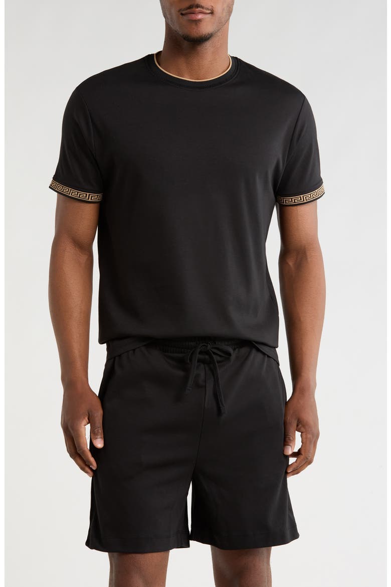 Tipped Knit T-Shirt & Shorts Set, Main, color, BLACK
