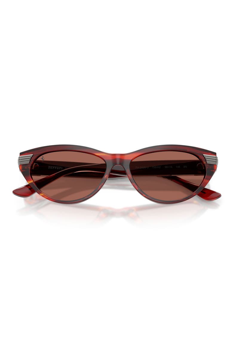 56mm Cat Eye Sunglasses, Alternate, color, STRIPED BROWN / BROWN