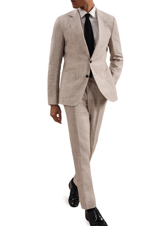 Reiss Ashton Linen Check Regular Fit Notch Lapel Blazer