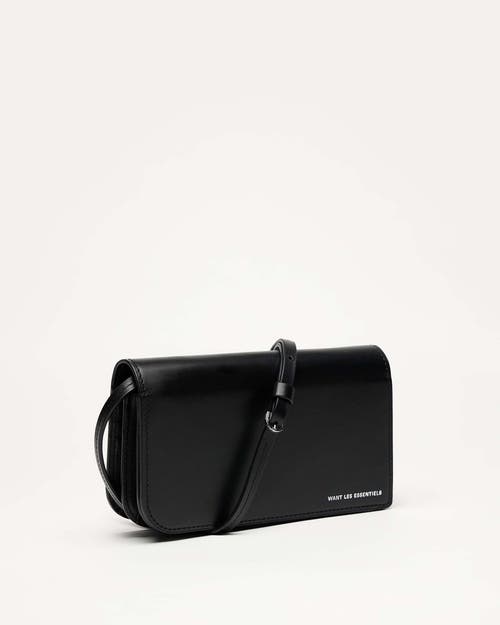 Shop Want Les Essentiels De La Vie Want Les Essentiels Arch Smooth Leather Wallet On Strap In Black