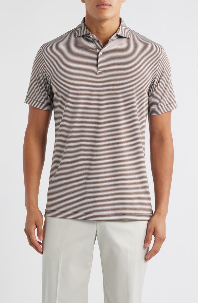 Peter Millar Ambrose Stripe Performance Jersey Polo, Main, color, Antique Walnut