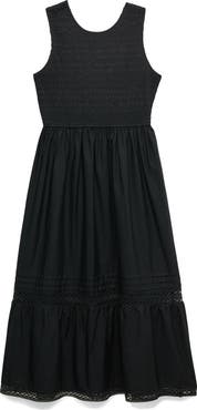 PER UNA BY M&S Smocked Lace Trim Sleeveless Cotton Maxi Dress