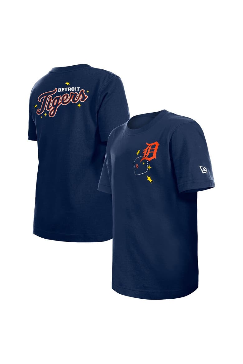 Youth New Era  Navy Detroit Tigers Stars & Cap T-Shirt, Main, color, Navy