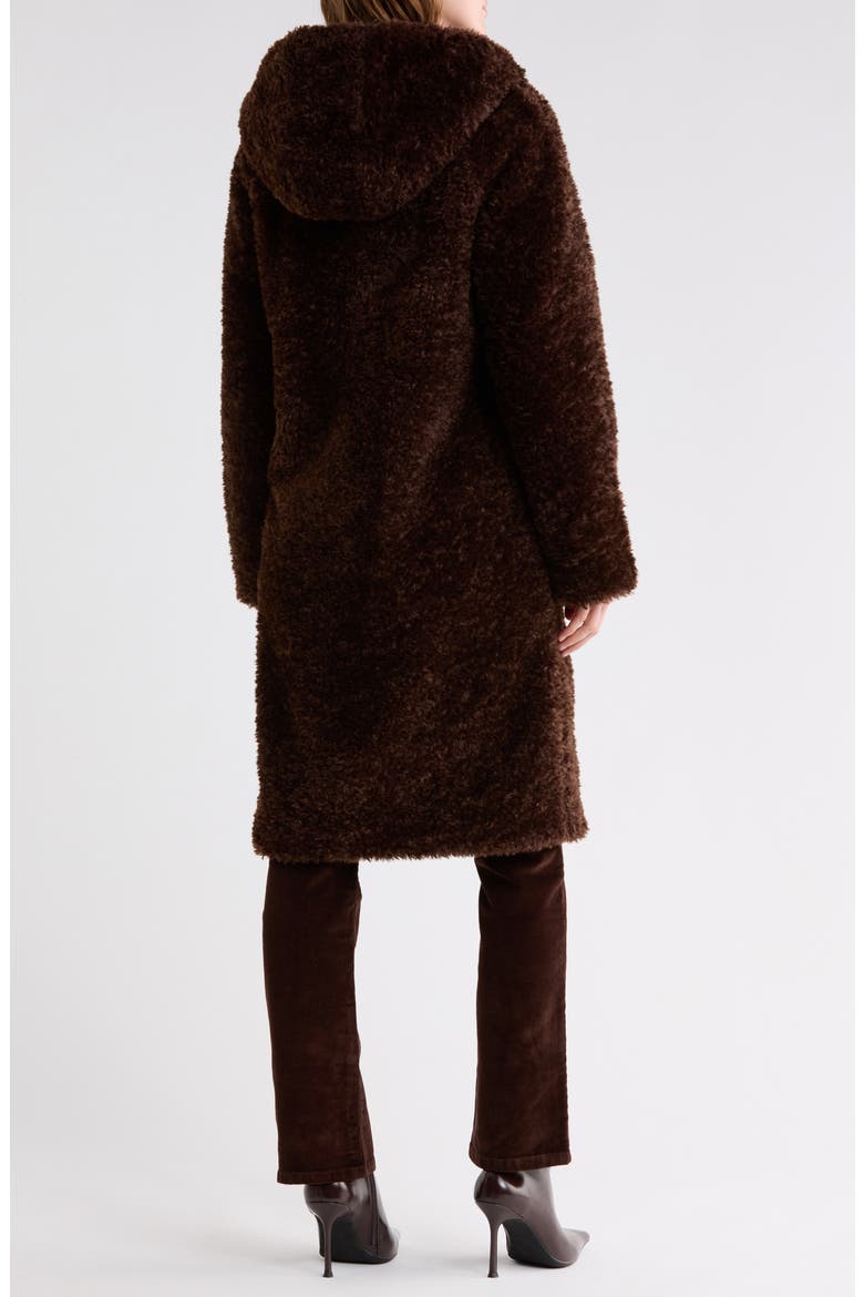Hooded Faux Fur Coat, Alternate, color, BROWN