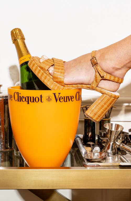 Patricia Green Provence Ankle Strap Platform Sandal In Cognac Raffia