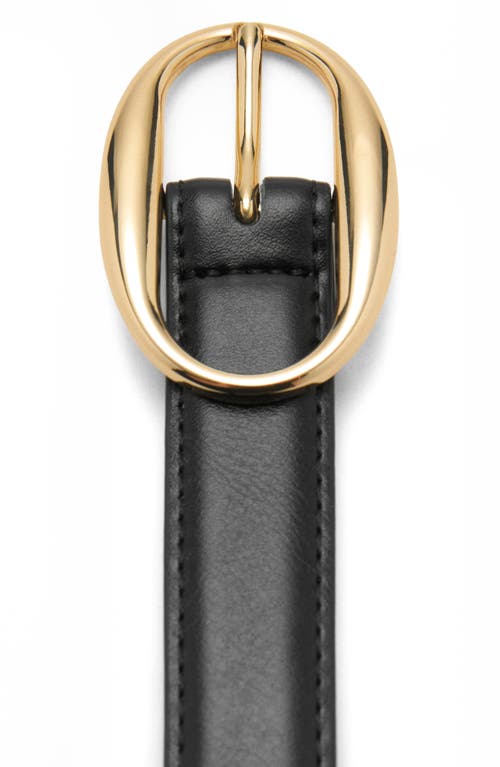 Mango Oval Bucket Faux Leather Belt In Black