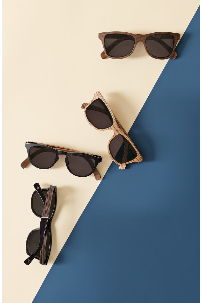'Canby' 53mm Wood Sunglasses, Alternate, color, BLACK/ EBONY/ GREY