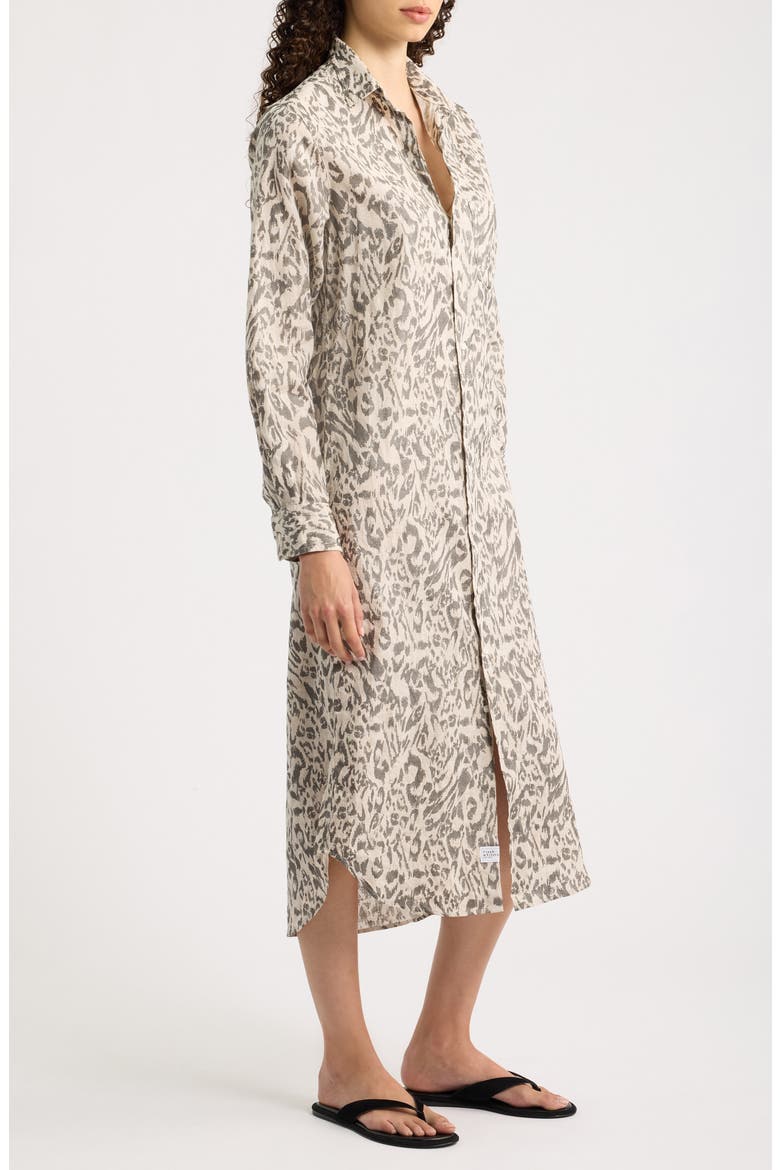 Rory Linen Maxi Shirtdress, Alternate, color, GLITTER ANIMAL PRINT
