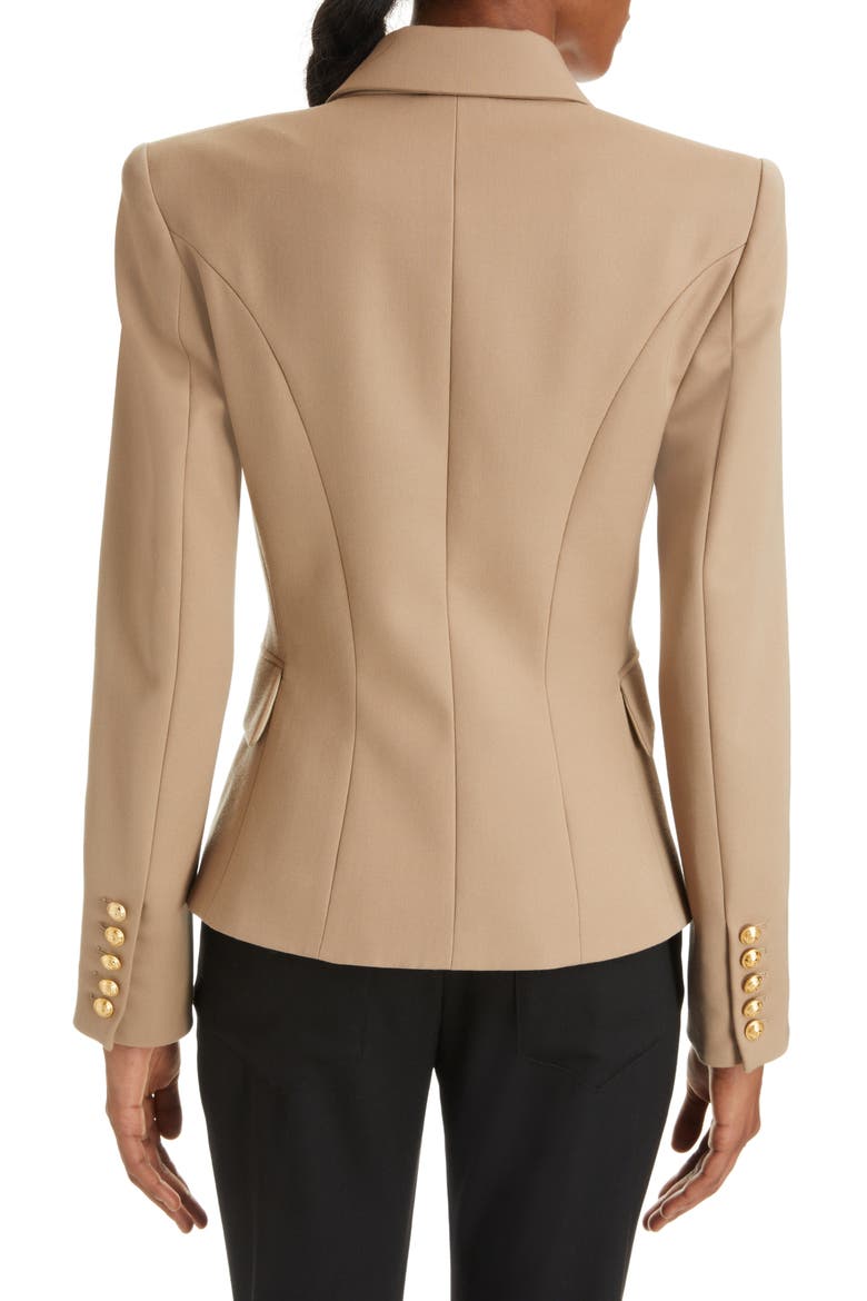Double Breasted Grain de Poudre Wool Jacket, Alternate, color, SAND