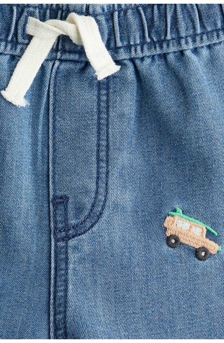 H&M Embroidered-detail denim joggers, Alternate, color, Denim Blue/Cars