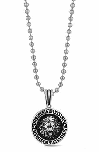 Yield of Men Men's Sterling Silver Oxidized Lion Pendant Necklace