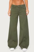EDIKTED Pascale Stitched Low Rise Wide Leg Jeans