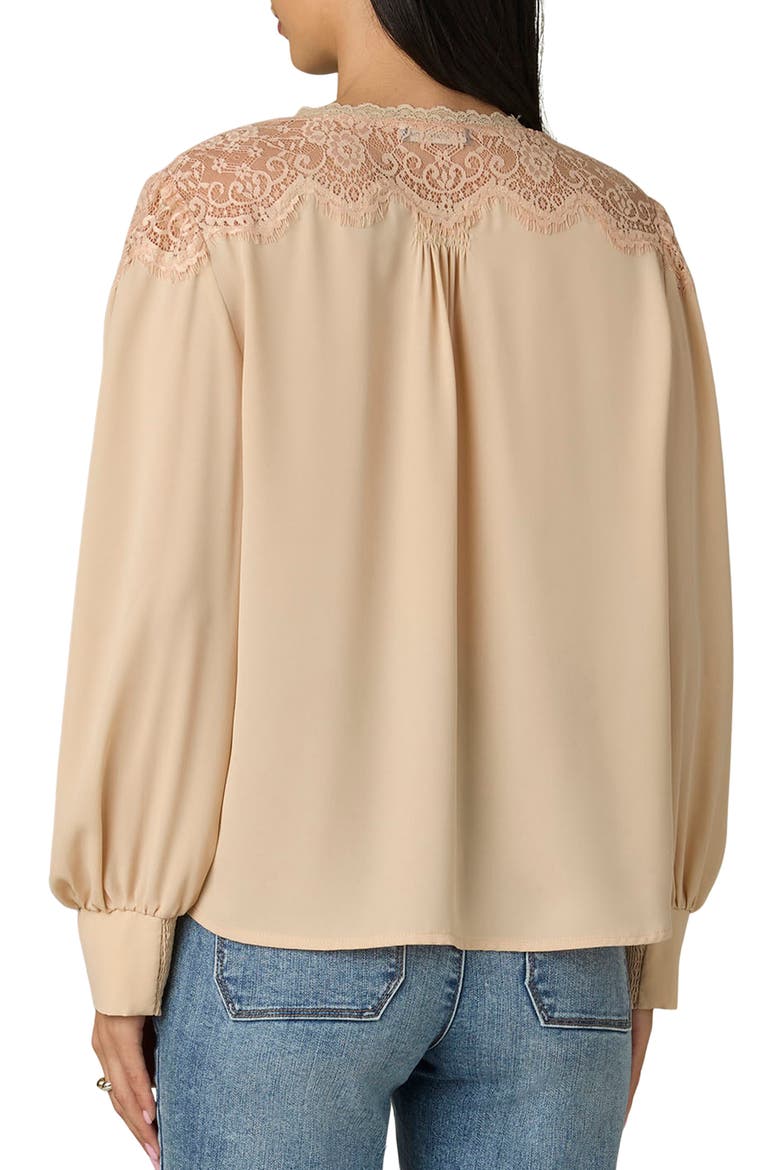 Lace Inset Button Front Shirt, Alternate, color, SANDSTONE