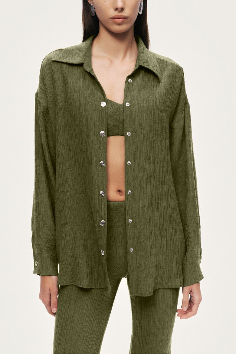 Relaxed Button-Down Shirt, Main, color, Khaki