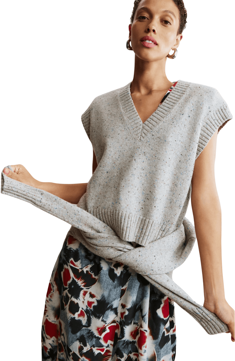 M.M.LaFleur Eloise Confetti Wool Vest, Alternate, color, Cinder