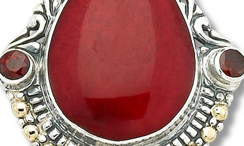 Samuel B. Coral & Garnet Two-tone Pendant