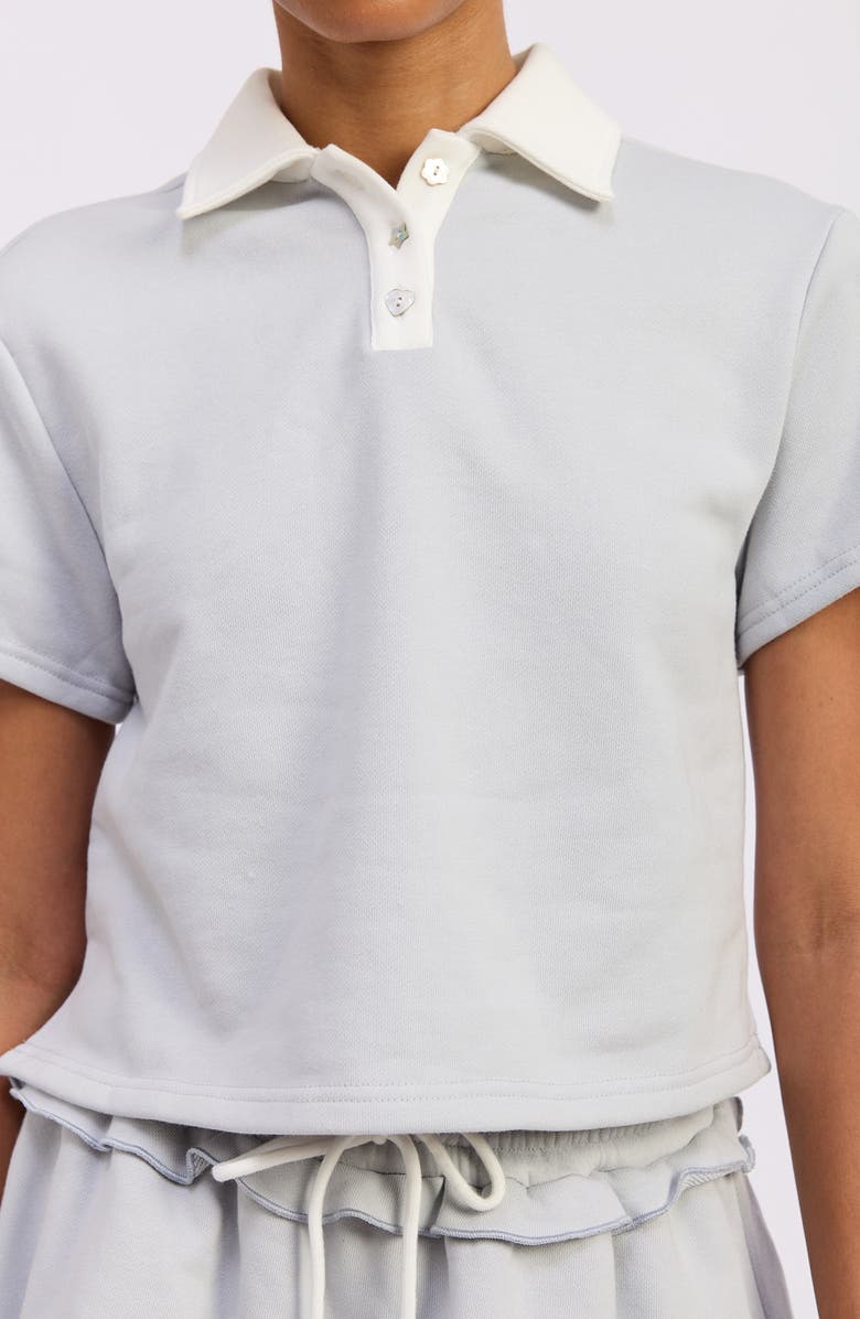 JACQUIE THE LABEL Rosalie Polo Shirt, Alternate, color, Light Blue White