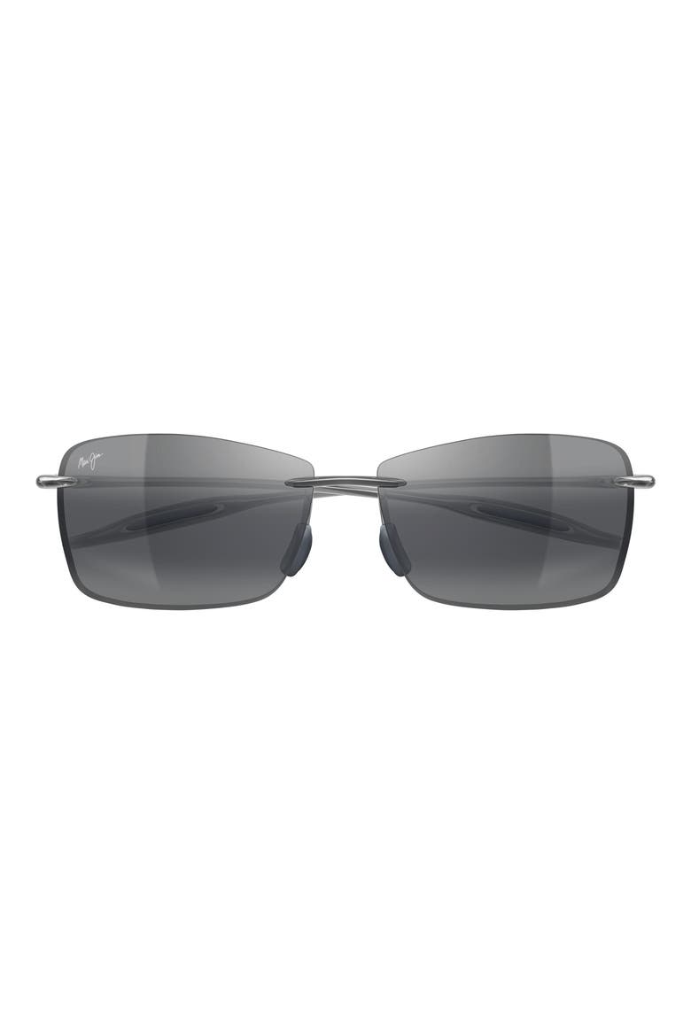 Lighthouse 65mm Polarized Rectangle Sunglasses, Main, color, GREY / GREY
