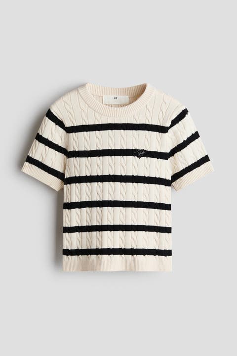 Cable-knit T-shirt