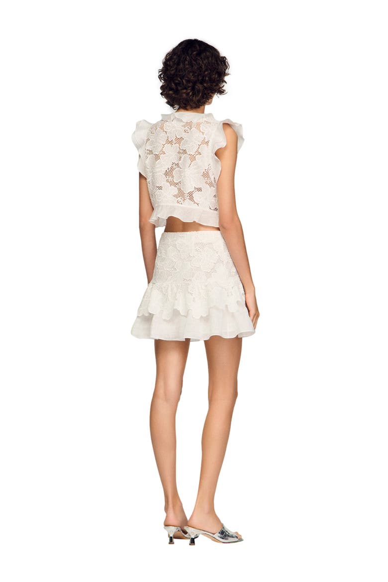 Guipure lace crop top, Alternate, color, White