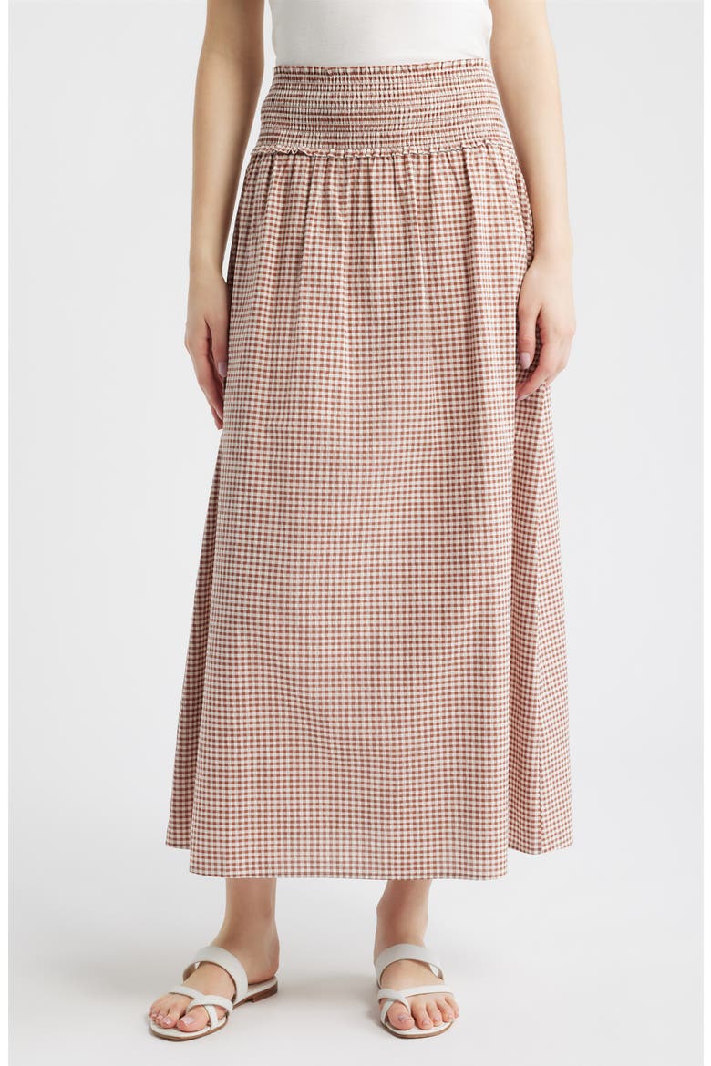 The Delphine Nap® Midi Skirt, Main, color, RUST GINGHAM