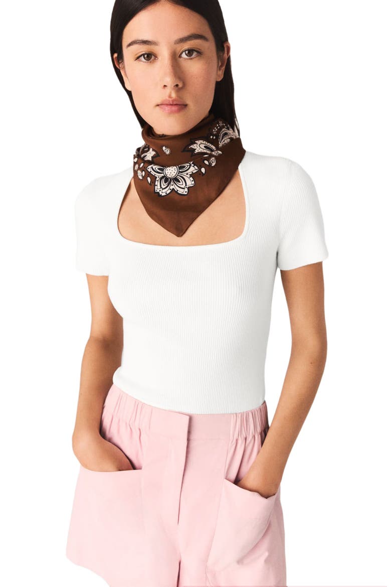 Square-neck ribbed sweater, Main, color, White