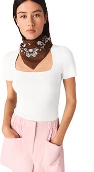 maje Square-neck ribbed sweater
