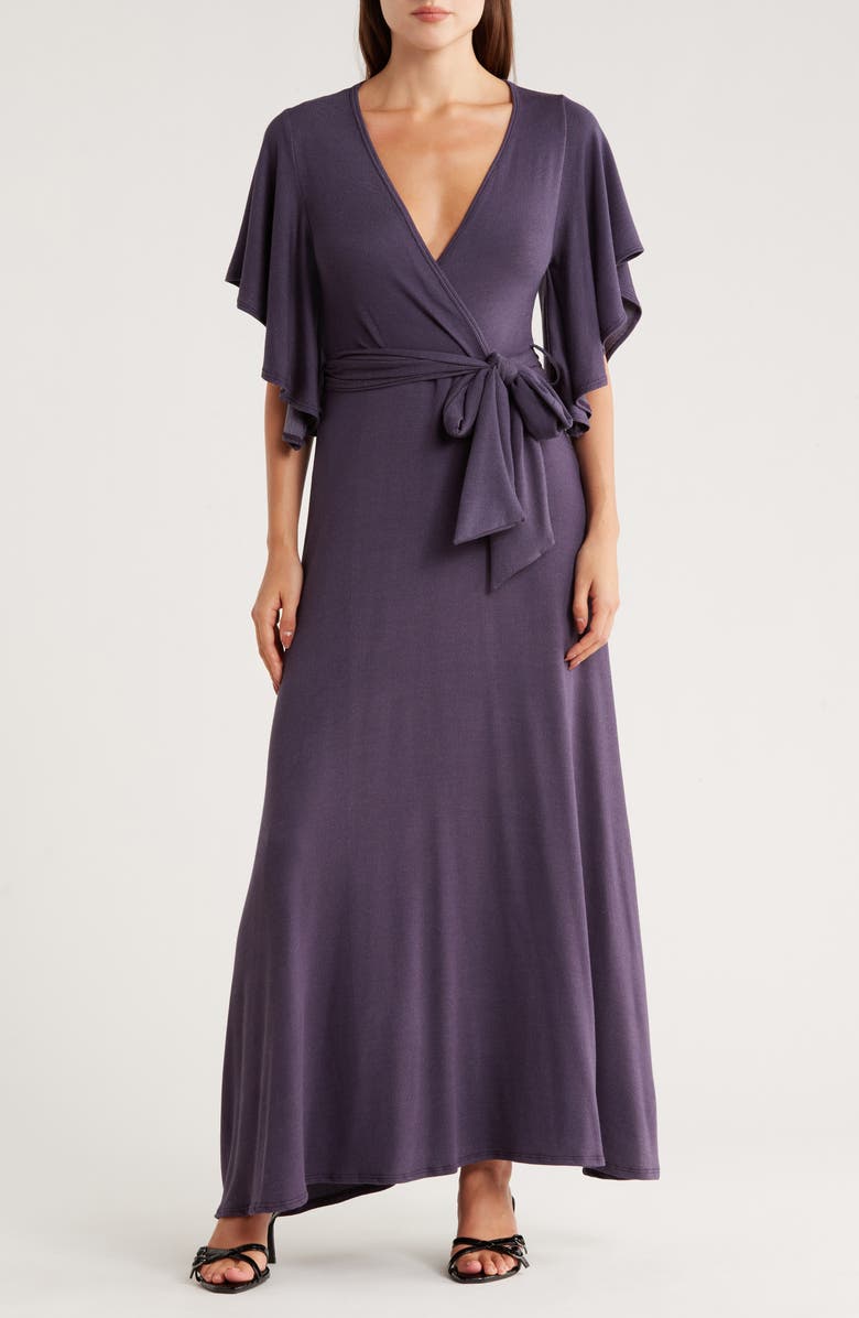 GO COUTURE Wrap Maxi Dress, Main, color, Deja Blue
